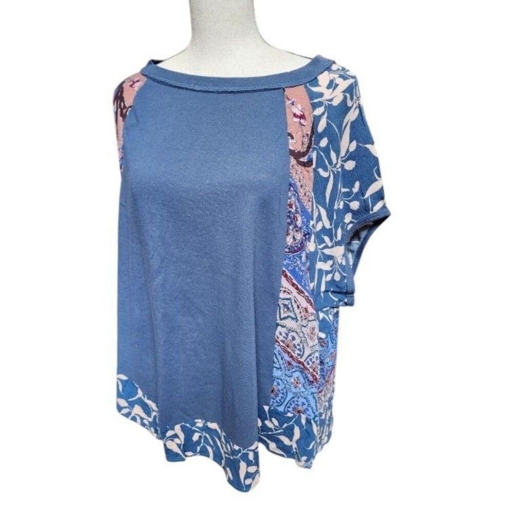 UMGEE Size XL Floral Top Cotton Poly Rayon Country Chic